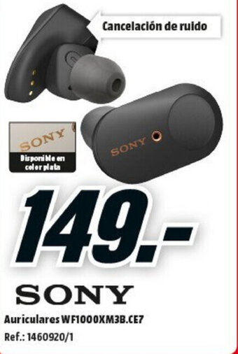 MediaMarkt Sony Auriculares WF1000XM3B.CE7 oferta