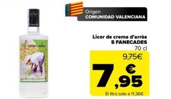 Carrefour Licor de crema d'arròs 5 fanecades oferta