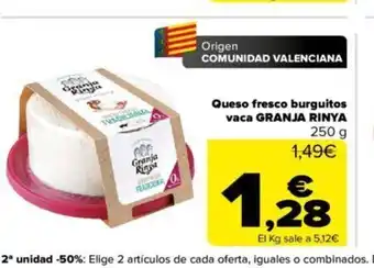 Carrefour Queso Fresco Burguitos Vaca Granja Rinya 250g oferta