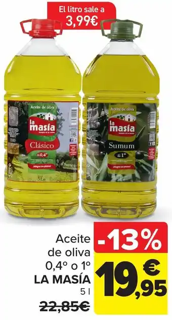 Carrefour Aceite de oliva 0,4º o 1º la masía oferta