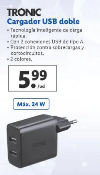 Lidl Cargador USB Doble oferta