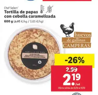 Lidl Tortilla de Papas Con Cebolla Caramelizada oferta