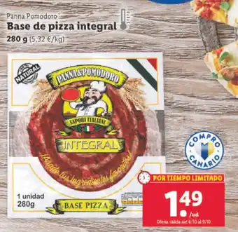 Lidl Base de Pizza Integral oferta