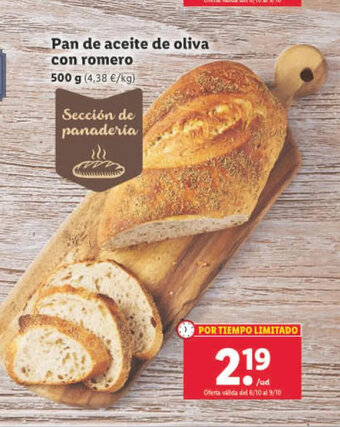 Lidl Pan de Aceite de Oliva Con Romero oferta