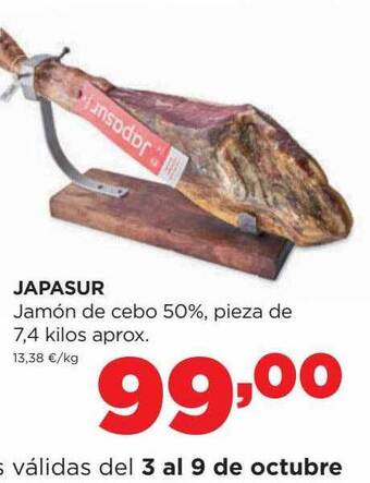 Alimerka Japasur jamón de cebo 50% pieza de aprox oferta