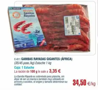 Abordo Gambas rayadas gigantes (áfrica) oferta