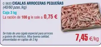 Abordo Cigalas arroceras pequeñas oferta
