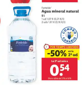 Lidl Agua Mineral Natural 5L oferta