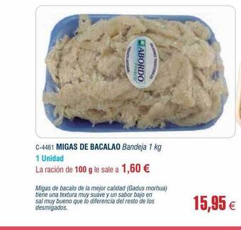 Abordo Migas de bacalao oferta
