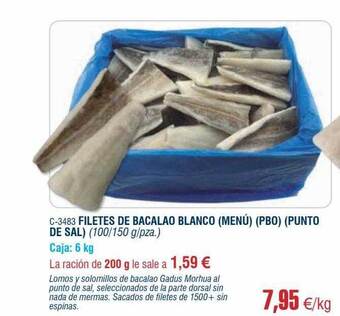 Abordo Filetes de bacalao blanco (menú) (pbo) (punto de sal) oferta