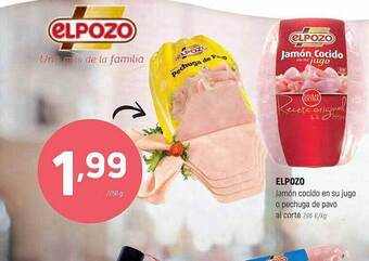 Coviran Elpozo jamón cocido en su jugo o pechuga de pavo al corte oferta