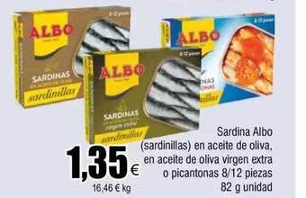 FROIZ Sardina albo en aceite de oliva en aceite de oliva virgen extra o picantonas 8-12 piezas oferta