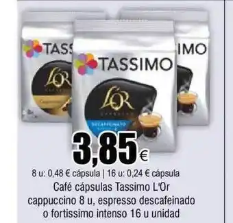 FROIZ Café cápsulas tassimo l'or cappuccino 8 espresso descafeinado o fortissimo intenso 16 oferta