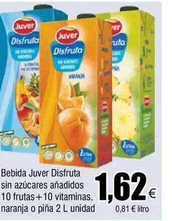 FROIZ Bebida juver disfruta sin azúcares añadidos 10 frutas + 10 vitaminas naranja o piña oferta