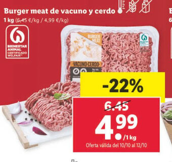 Lidl Burger Meat de Vacuno y Cerdo oferta