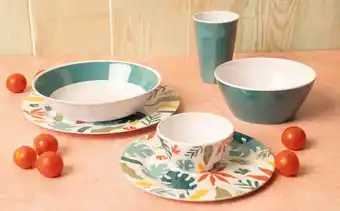 Alcampo Serie de vajilla de melamina modelo selva oferta