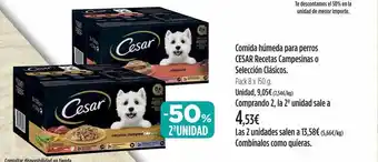 El Corte Inglés -50% 2a unidad comida húmeda para perros cesar recetas campesinas o selección clásicos oferta