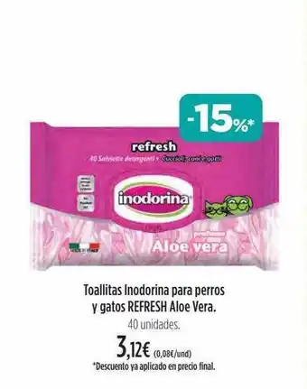 El Corte Inglés Toallitas inodorina para perros y gatos refresh aloe vera oferta