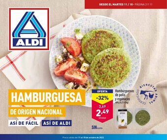 ALDI Hamburguesas De Pollo Y Espinacas oferta