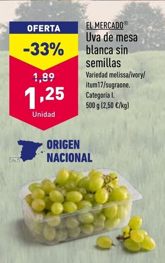 ALDI Uva De Mesa Blanca Sin Semillas oferta