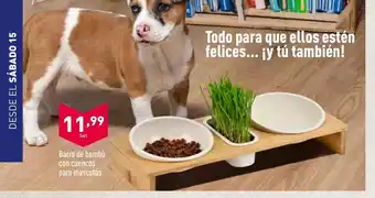 ALDI Barra De Bambu Con Cuencos Para mascotas oferta