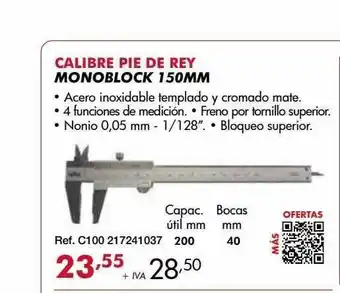 Coinfer Calibre pie de rey monoblock 150mm oferta