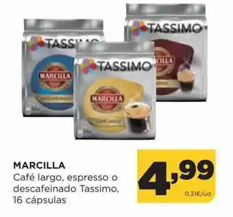 Alimerka Marcilla café largo espresso o descafeinado tassimo 16 cápsulas oferta