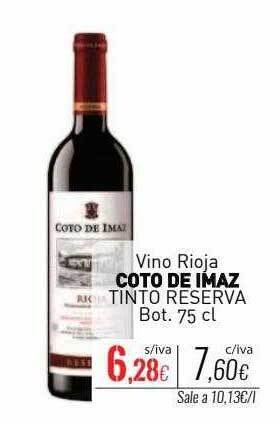 Cuevas Cash Vino rioja coto de imaz tinto reserva bot. oferta