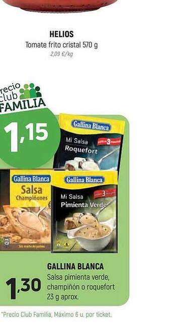 Coviran Gallina blanca salsa pimienta verde, champiñon o roquefort oferta