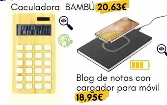 Bricolaje Soriano Calculadora bambú blog de notas con cargador para móvil oferta