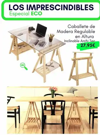 Caballete de madera regulable en altura