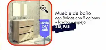 Mueble de baño con baldas con 3 cajones + lavabo + espejo