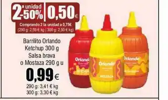 FROIZ 2a unidad -50% barrilito orlando ketchup salsa brava o mostaza oferta