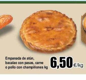 FROIZ Empanada de atún bacalao con pasas carne o pollo con champiñones kg oferta