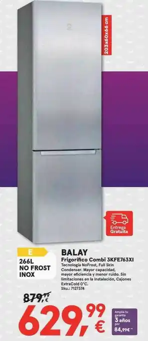 Worten Balay frigorifico combi 3kfe763xi oferta