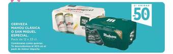 Supercor 2a unidad -50% cerveza mahou clásica o san miguel especial oferta