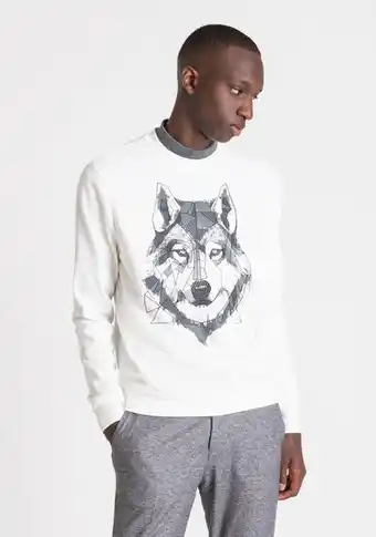 Antony Morato Sudadera corte regular de algodón con estampado de lobo oferta