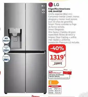 Alcampo LG Frigorífico Americano GML 844PZ6F oferta