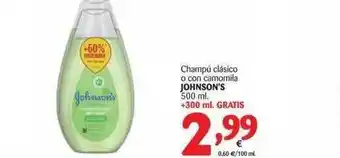 Alimerka Champú Clásico O Con Camomila Johnson's 500ml + 300ml Gratis oferta