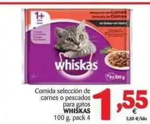 Alimerka Whiskas Comida Selección De Carnes O Pescados Para Gatos 100g pack 4 oferta