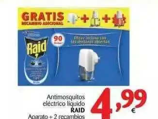 Alimerka Antimosquitos Eléctrico Liquido Raid Aparato +2 Recambios oferta