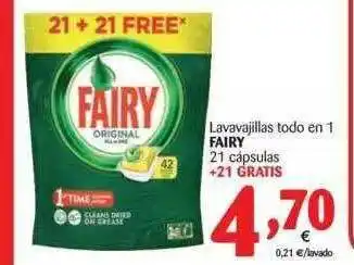 Alimerka Lavavajillas Todo En 1 Fairy 21 cápsulas +21 Gratis oferta