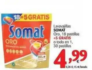 Alimerka Lavavajillas Somat Oro 18 pastillas +5 Gratis oferta