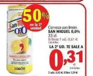 Alimerka Cerveza Con Limón San Miguel 0.0% 33cl oferta
