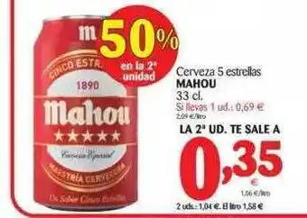 Alimerka Cerveza 5 Estrellas Mahou 33cl oferta