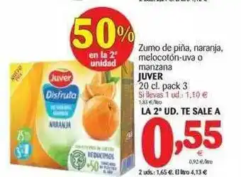 Alimerka Zumo De Piña Naranja Melocotón-uva O Manzana Juver 20cl. pack 3 oferta