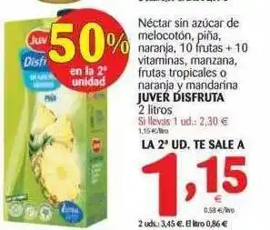 Alimerka Néctar Sin Azúcar De Melocotón Piña Naranja 10 Frutas + 10 Vitaminas Manzana Frutas Tropicales Juver Disfruta 2lt. oferta