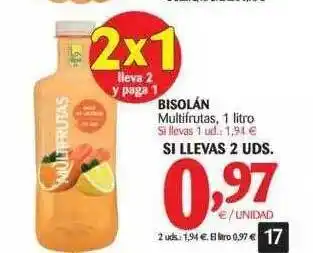 Alimerka Bisolán Multifrutas Lleva 2 Y Paga 1 1lt. oferta