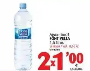 Alimerka Agua Mineral Font Vella 1.5 Litros oferta
