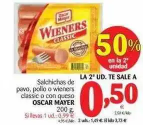 Alimerka Salchichas De Pavo Pollo O Wieners Classic O Con Queso Oscar Mayer 200g oferta